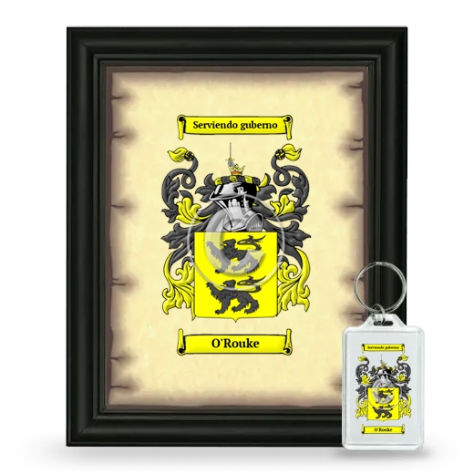 O'Rouke Framed Coat of Arms and Keychain - Black