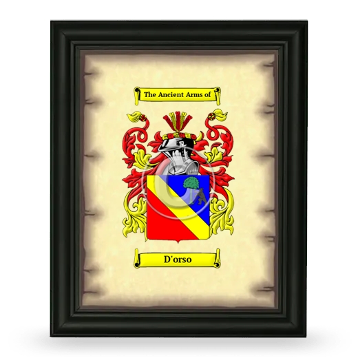 D'orso Coat of Arms Framed - Black