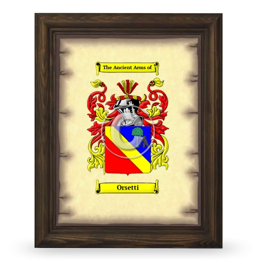 Orsetti Coat of Arms Framed - Brown