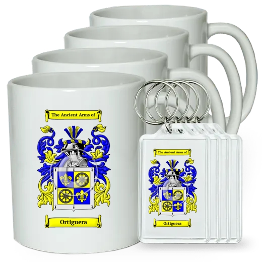 Ortiguera Set of 4 Coffee Mugs and Keychains