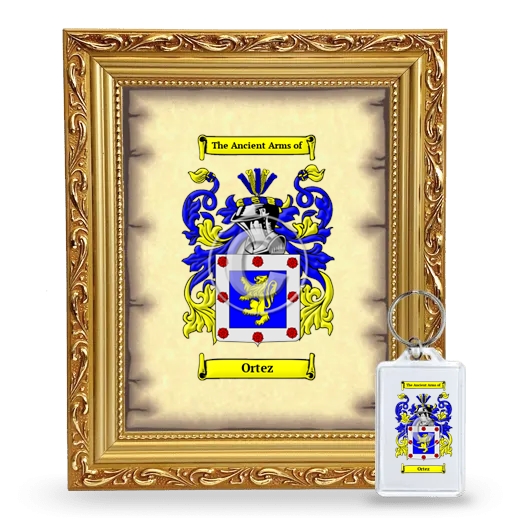 Ortez Framed Coat of Arms and Keychain - Gold