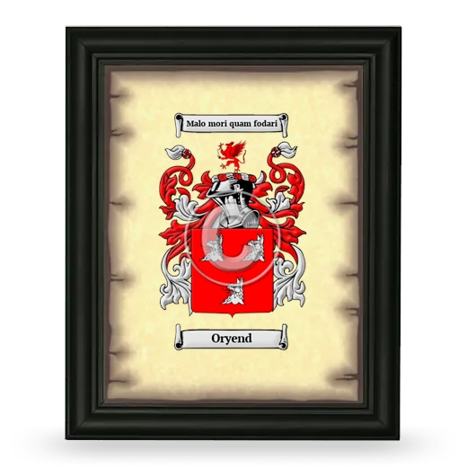 Oryend Coat of Arms Framed - Black