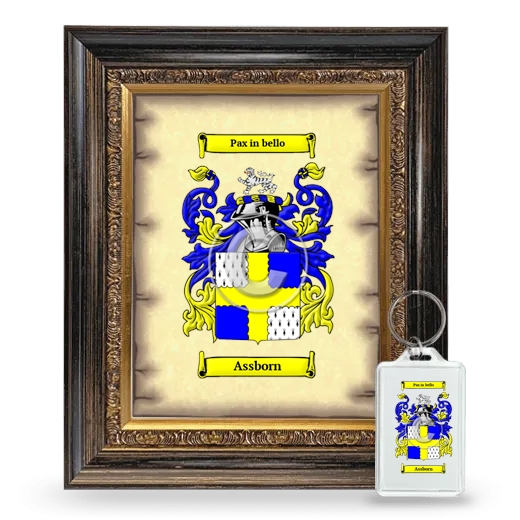 Assborn Framed Coat of Arms and Keychain - Heirloom