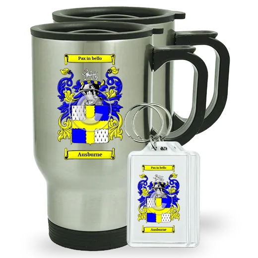 Ausburne Pair of Travel Mugs and pair of Keychains