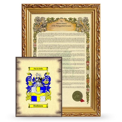Hosbourn Framed History and Coat of Arms Print - Gold