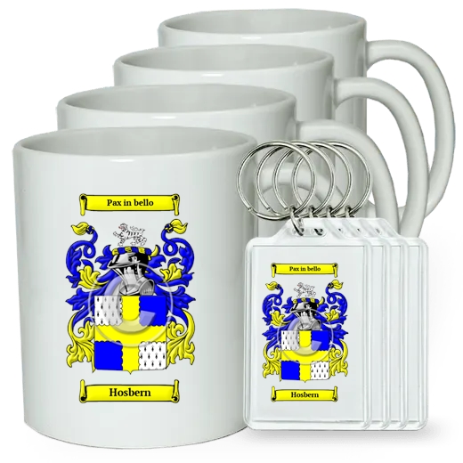 Hosbern Set of 4 Coffee Mugs and Keychains