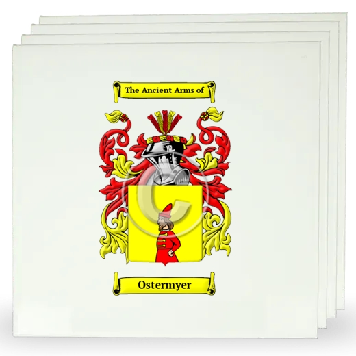 Ostermyer Set of Four Large Tiles with Coat of Arms
