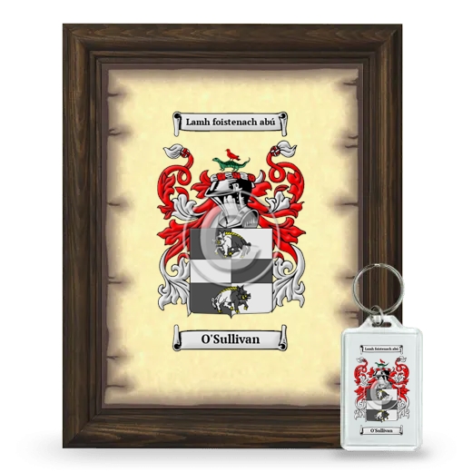O'Sullivan Framed Coat of Arms and Keychain - Brown