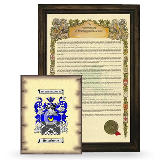 Hotterborne Framed History and Coat of Arms Print - Brown