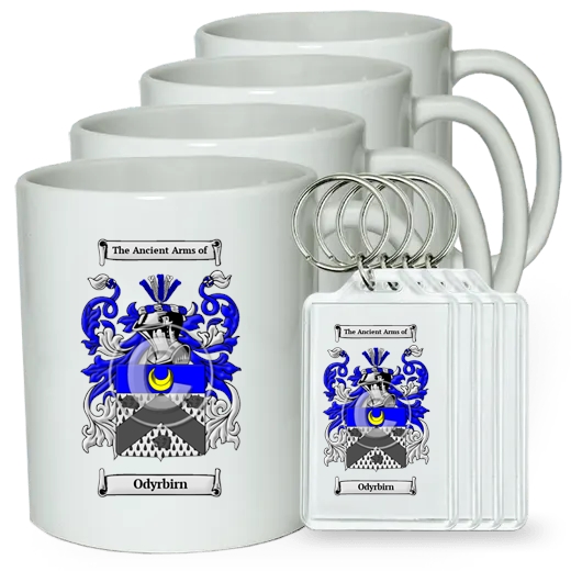 Odyrbirn Set of 4 Coffee Mugs and Keychains