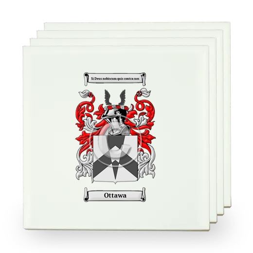 Ottawa Set of Four Small Tiles with Coat of Arms