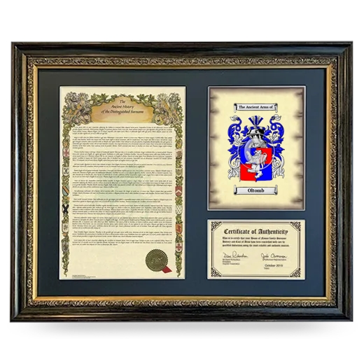 Oltomb Framed Surname History and Coat of Arms- Heirloom
