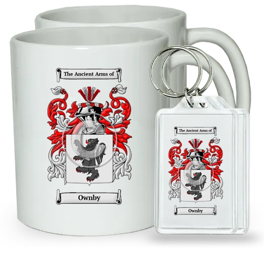 Ownby Pair of Coffee Mugs and Pair of Keychains