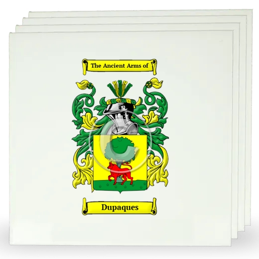 Dupaques Set of Four Large Tiles with Coat of Arms