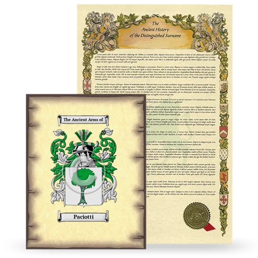 Paciotti Coat of Arms and Surname History Package