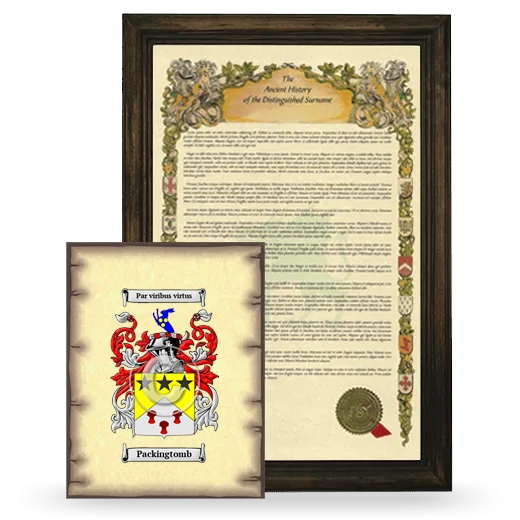 Packingtomb Framed History and Coat of Arms Print - Brown
