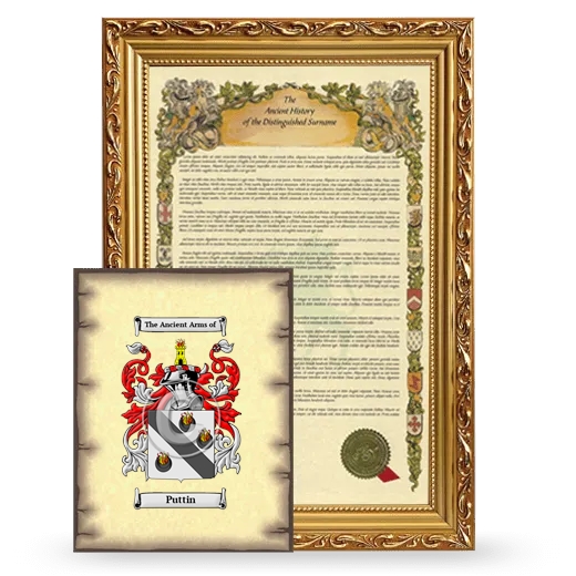 Puttin Framed History and Coat of Arms Print - Gold