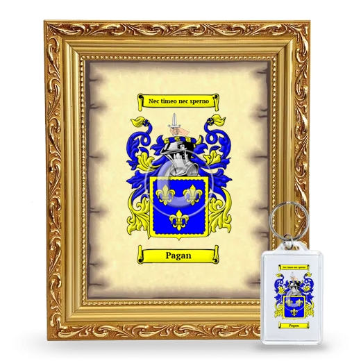Pagan Framed Coat of Arms and Keychain - Gold