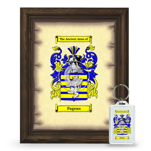 Pageau Framed Coat of Arms and Keychain - Brown