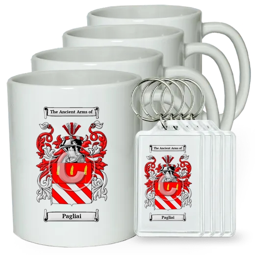 Pagliai Set of 4 Coffee Mugs and Keychains