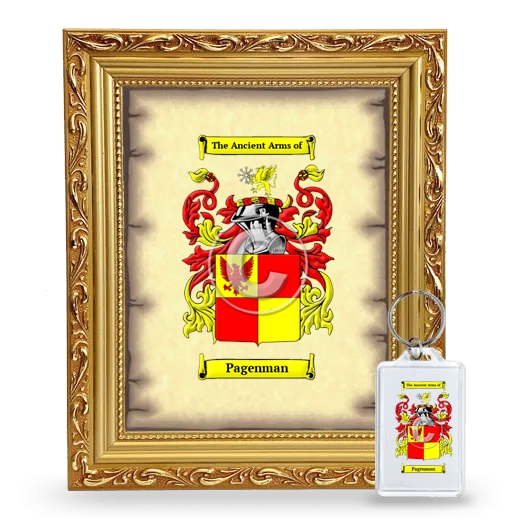 Pagenman Framed Coat of Arms and Keychain - Gold