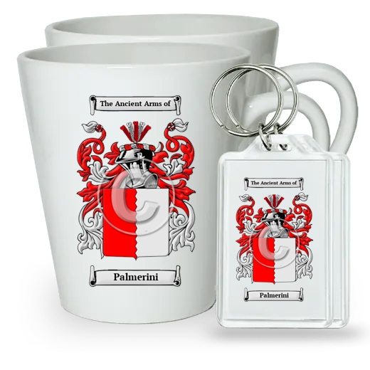 Palmerini Pair of Latte Mugs and Pair of Keychains