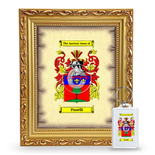 Panelli Framed Coat of Arms and Keychain - Gold