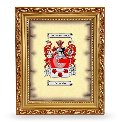 Papaccio Coat of Arms Framed - Gold