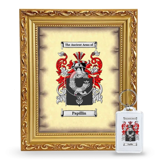 Papillin Framed Coat of Arms and Keychain - Gold