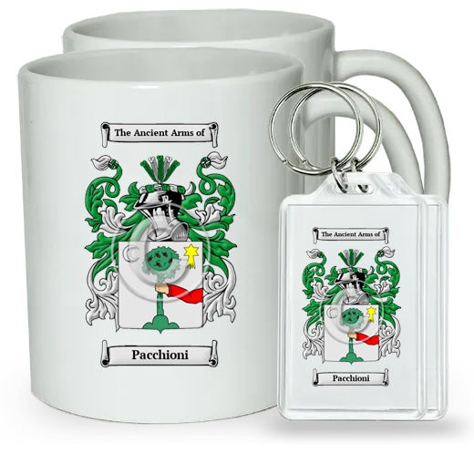 Pacchioni Pair of Coffee Mugs and Pair of Keychains