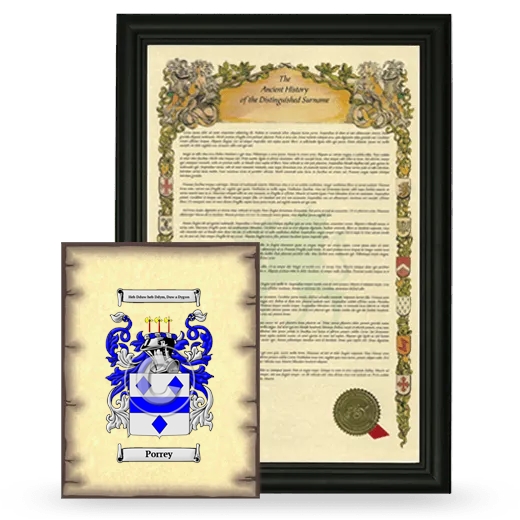 Porrey Framed History and Coat of Arms Print - Black