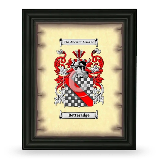 Betteradge Coat of Arms Framed - Black