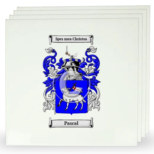 Pascal Set of Four Large Tiles with Coat of Arms