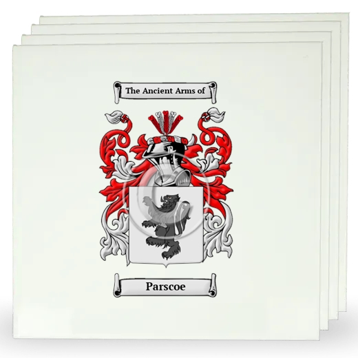 Parscoe Set of Four Large Tiles with Coat of Arms