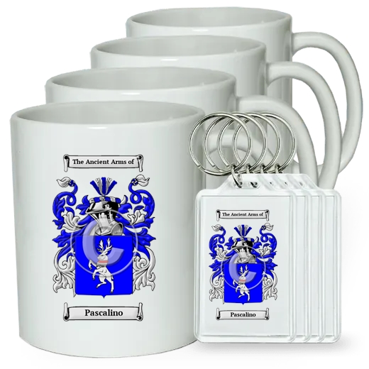 Pascalino Set of 4 Coffee Mugs and Keychains