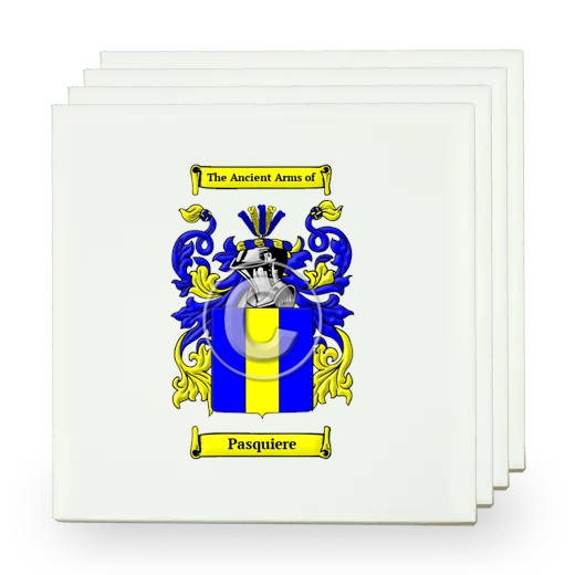 Pasquiere Set of Four Small Tiles with Coat of Arms