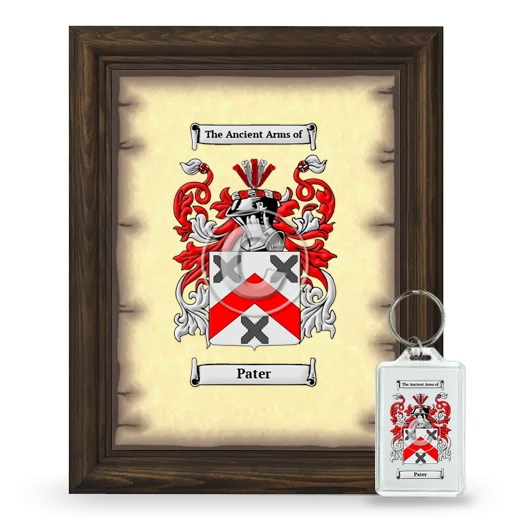 Pater Framed Coat of Arms and Keychain - Brown