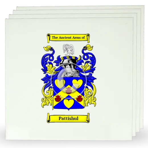 Pattishul Set of Four Large Tiles with Coat of Arms