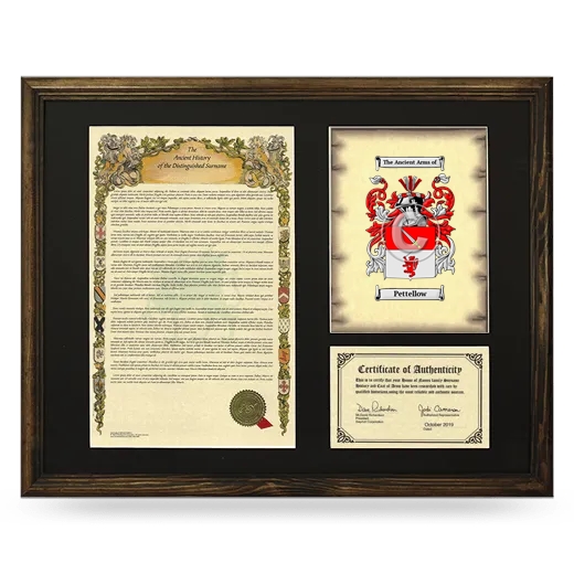 Pettellow Framed Surname History and Coat of Arms - Brown