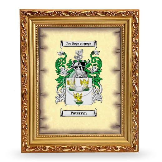 Patersyn Coat of Arms Framed - Gold