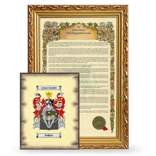 Politte Framed History and Coat of Arms Print - Gold