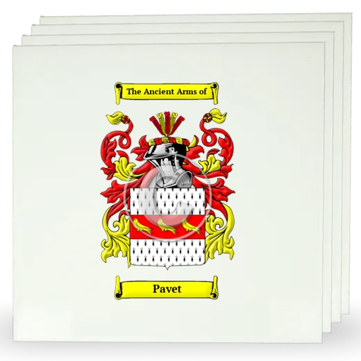 Pavet Set of Four Large Tiles with Coat of Arms