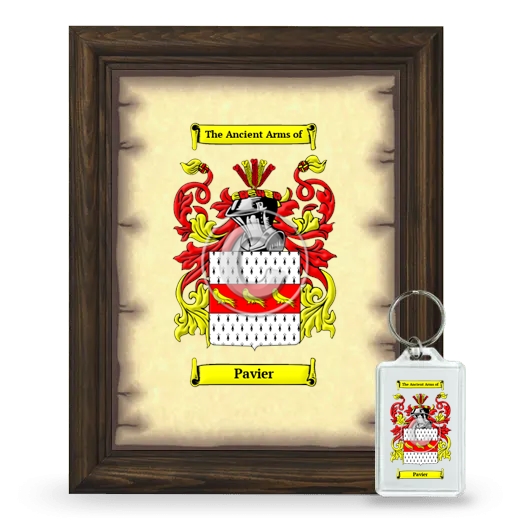 Pavier Framed Coat of Arms and Keychain - Brown