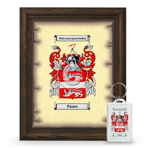 Panes Framed Coat of Arms and Keychain - Brown