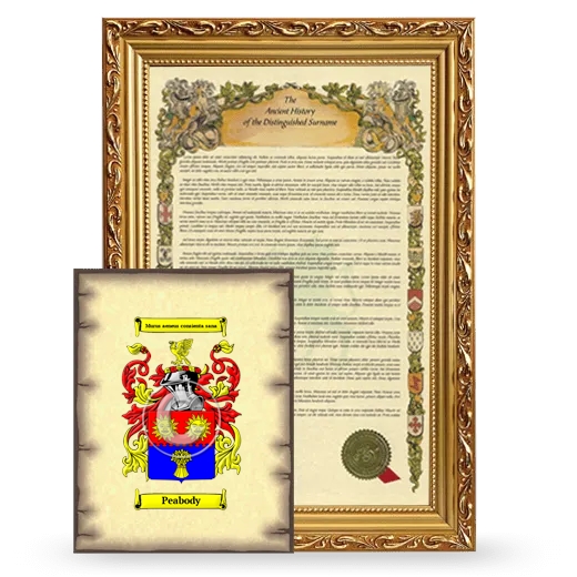 Peabody Framed History and Coat of Arms Print - Gold