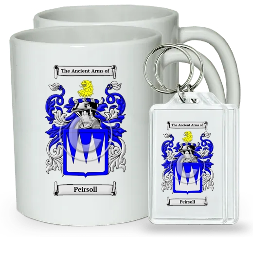 Peirsoll Pair of Coffee Mugs and Pair of Keychains