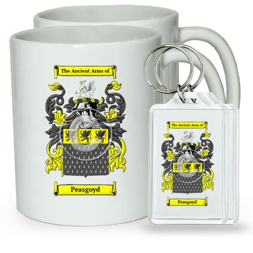 Peasgoyd Pair of Coffee Mugs and Pair of Keychains