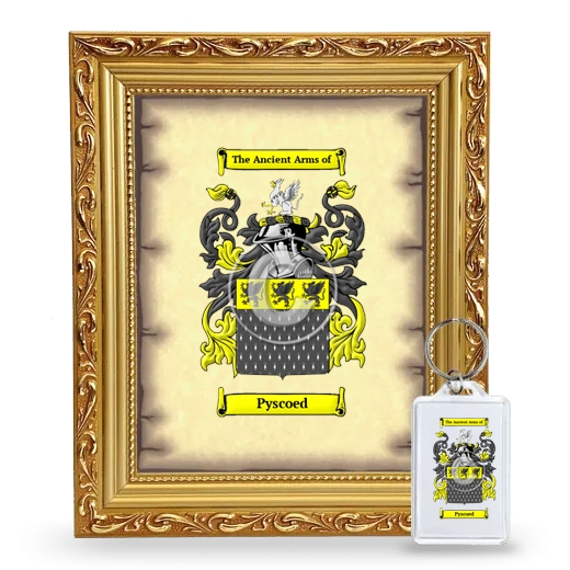Pyscoed Framed Coat of Arms and Keychain - Gold