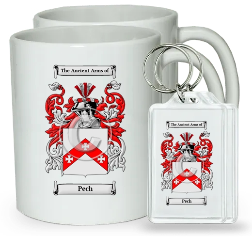 Pech Pair of Coffee Mugs and Pair of Keychains