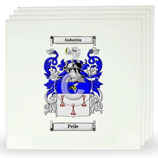 Peile Set of Four Large Tiles with Coat of Arms